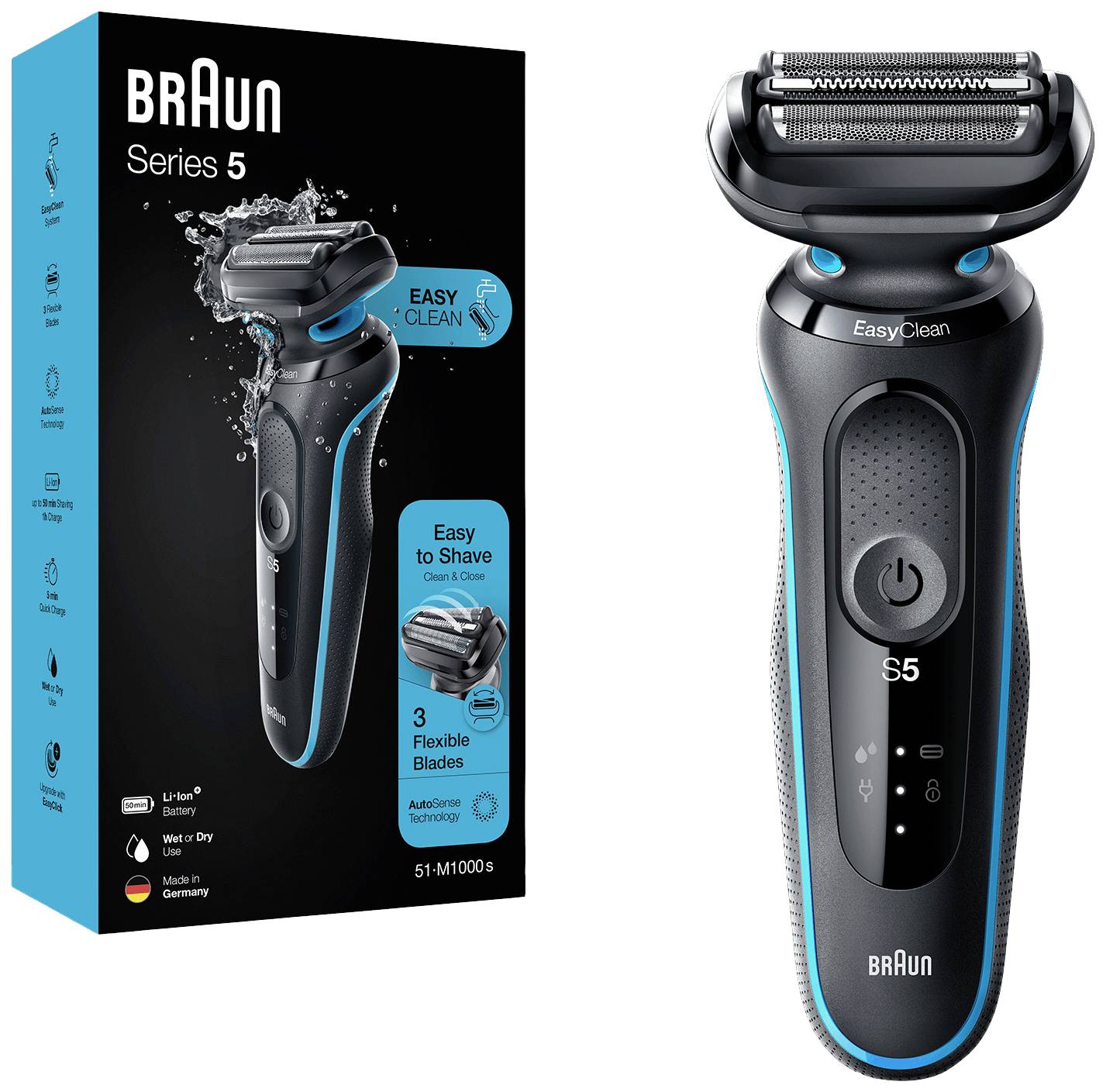 Braun 51-M1000s 51-M1000s Folienrasierer Schwarz/Blau 2